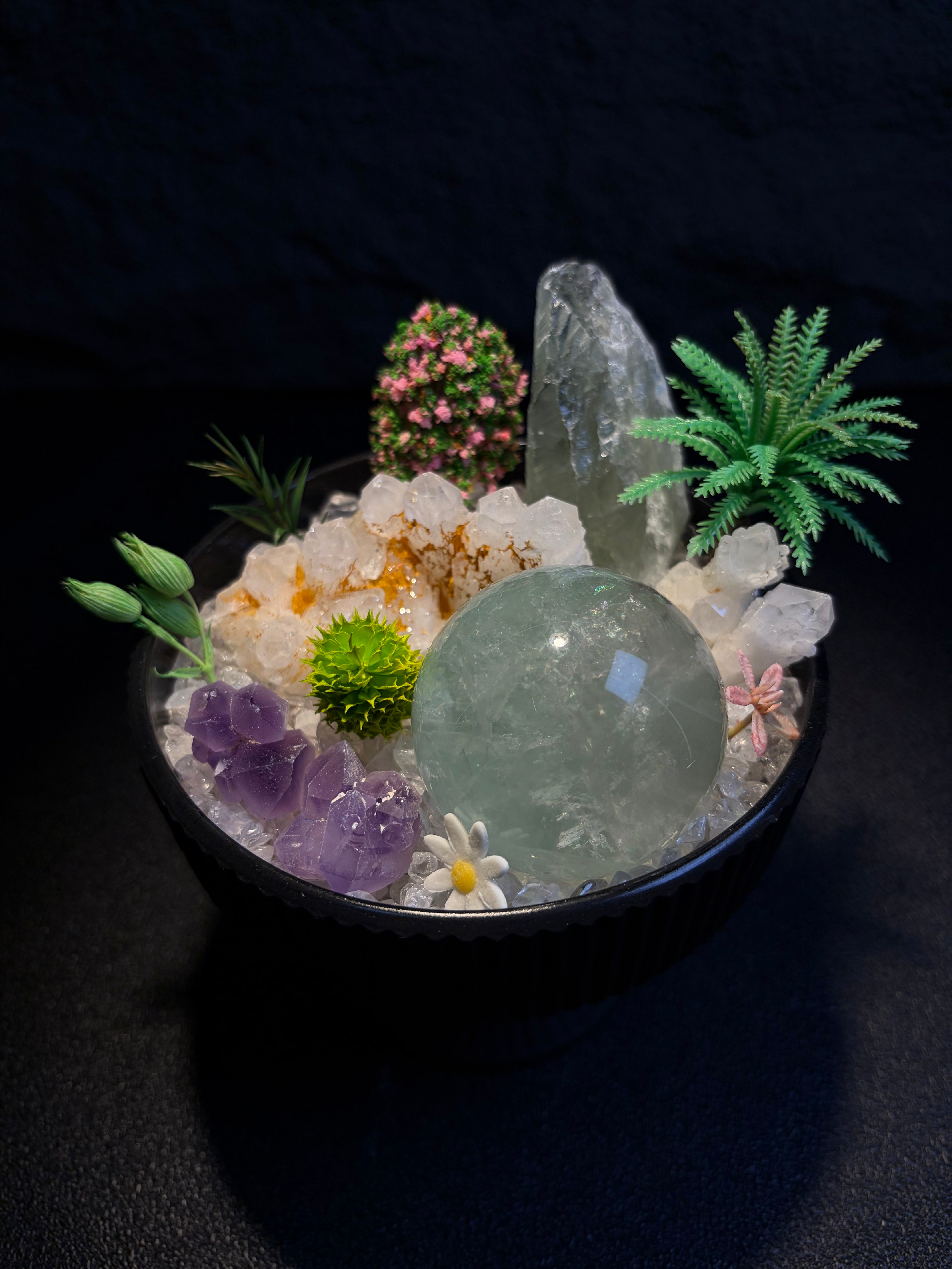 Green Fluorite Mental Clarity Crystal Bonsai Sculpture