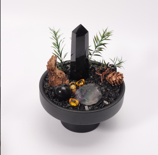 Obsidian Protection Crystal Bonsai Garden