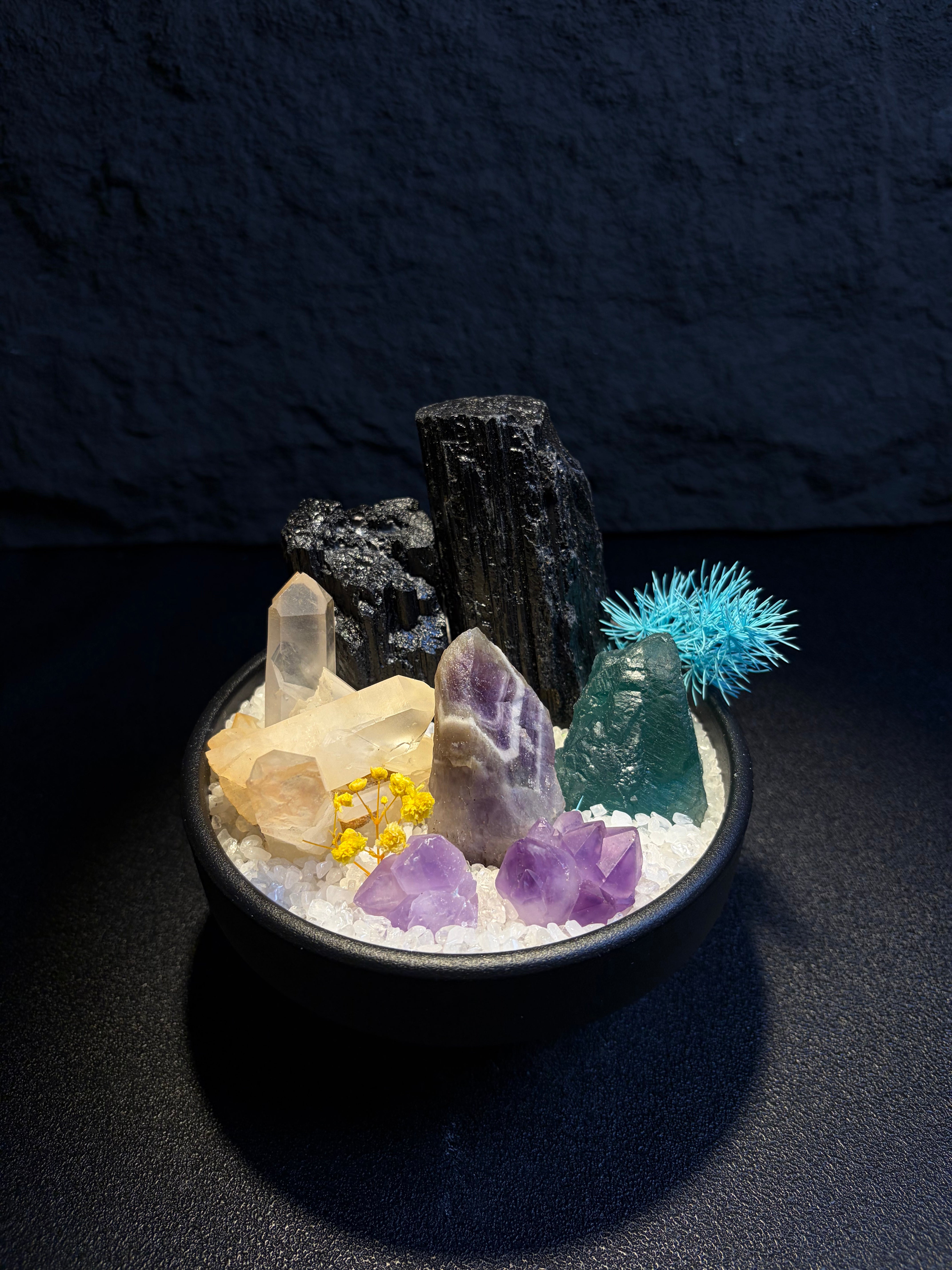 Black Tourmaline Protection Crystal Bonsai Terrarium