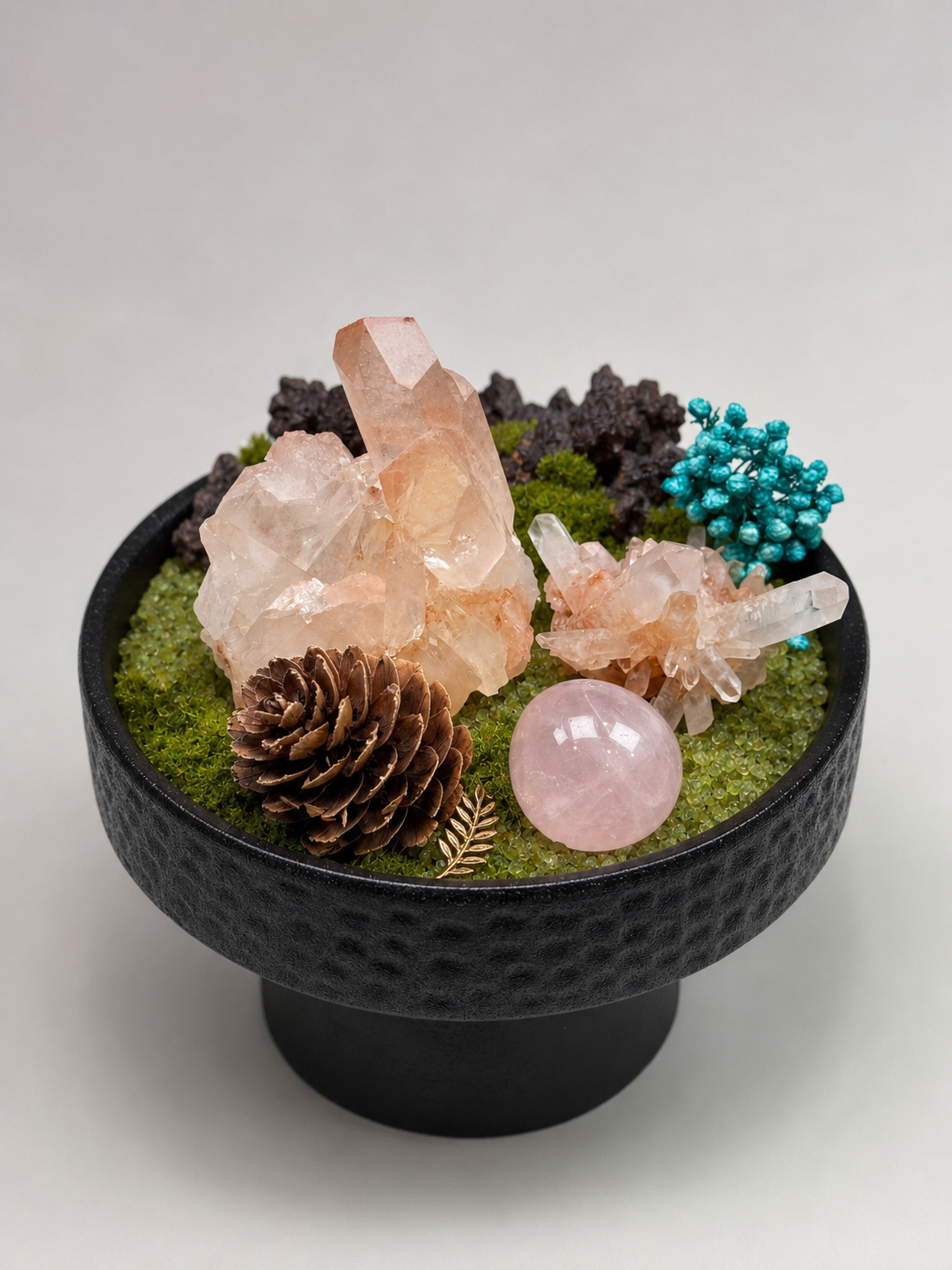 Tangerine Quartz & Rose Quartz Vitality Crystal Bonsai Botanical Garden