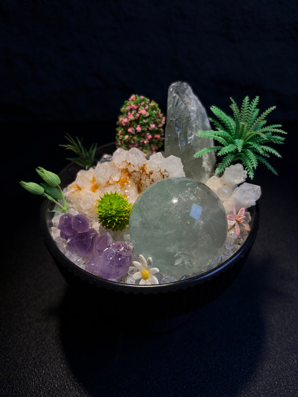 Green Fluorite Mental Clarity Crystal Bonsai Sculpture