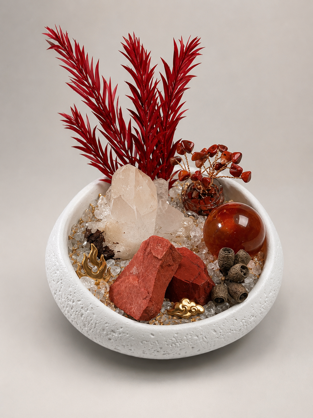 Vitality & Grounding Red-Tone Crystal Bonsai Landscape