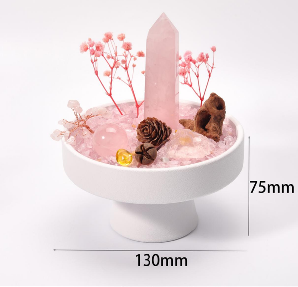 Minimal Rose Quartz Self-Love Crystal Bonsai Sculpture